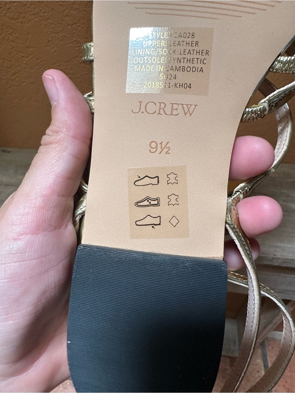 J.Crew New Cappy Strap Gold Sandals 9.5 NWOT - Picture 8 of 12